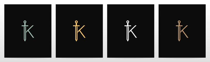 Sword On Letter Logo Design K