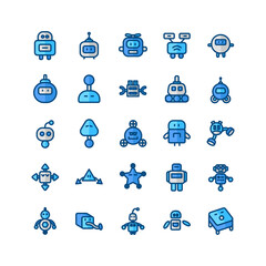 Fototapete - Robotic icon set vector flat line for website, mobile app, presentation, social media. Suitable for user interface and user experience.