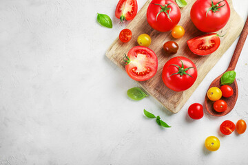 Canvas Print - Fresh ripe tomatoes and herbs