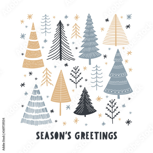 Tela Christmas tree set greeting card
