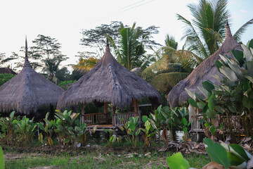 Gazebo surrounded by tropical nature in the northern mountains of Bali, Indonesia