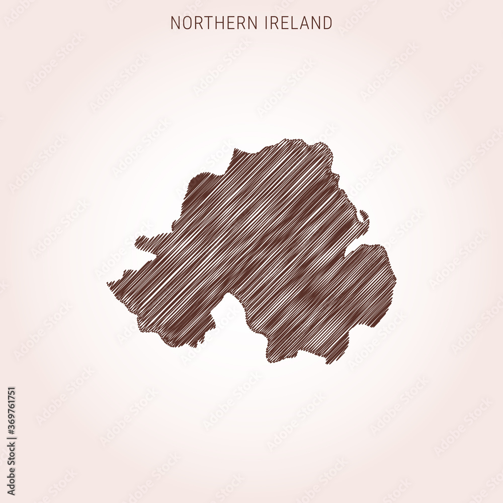 Scribble Map of Northern Ireland Design Template. Stock Vector | Adobe ...