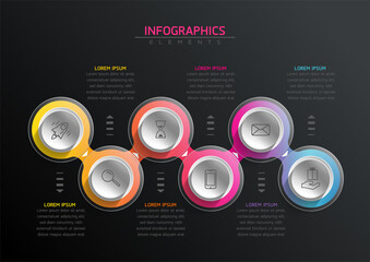 Vector elements for infographic. presentation and chart. steps or processes. 
options number workflow template design.6 step. 