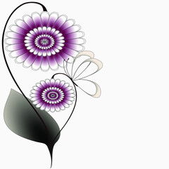 Wall Mural - Floral background with flowers and butterfly.