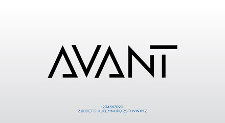 Avant, an Abstract modern minimalist geometric futuristic alphabet font. digital space typography vector illustration design