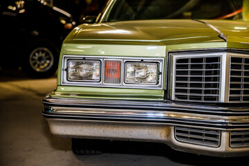 Aufkleber - classic green car close up. vintage