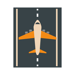 Sticker - airport runway with airplane travel transport terminal tourism or business flat style icon