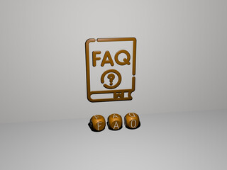 Leinwandbilder - 3D illustration of faq graphics and text made by metallic dice letters for the related meanings of the concept and presentations. icon and question