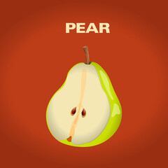Poster - Half pear vector.