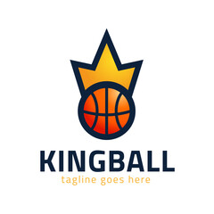 Wall Mural - Basketball kings team logo, emblem, designs with crown, shield and basketball ball on a light background