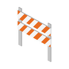 Poster - isometric repair construction traffic barricade warning work tool and equipment flat style icon design