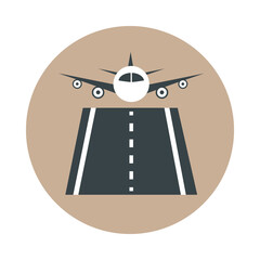 Sticker - airport plane runway front view travel transport terminal tourism or business block and flat style icon