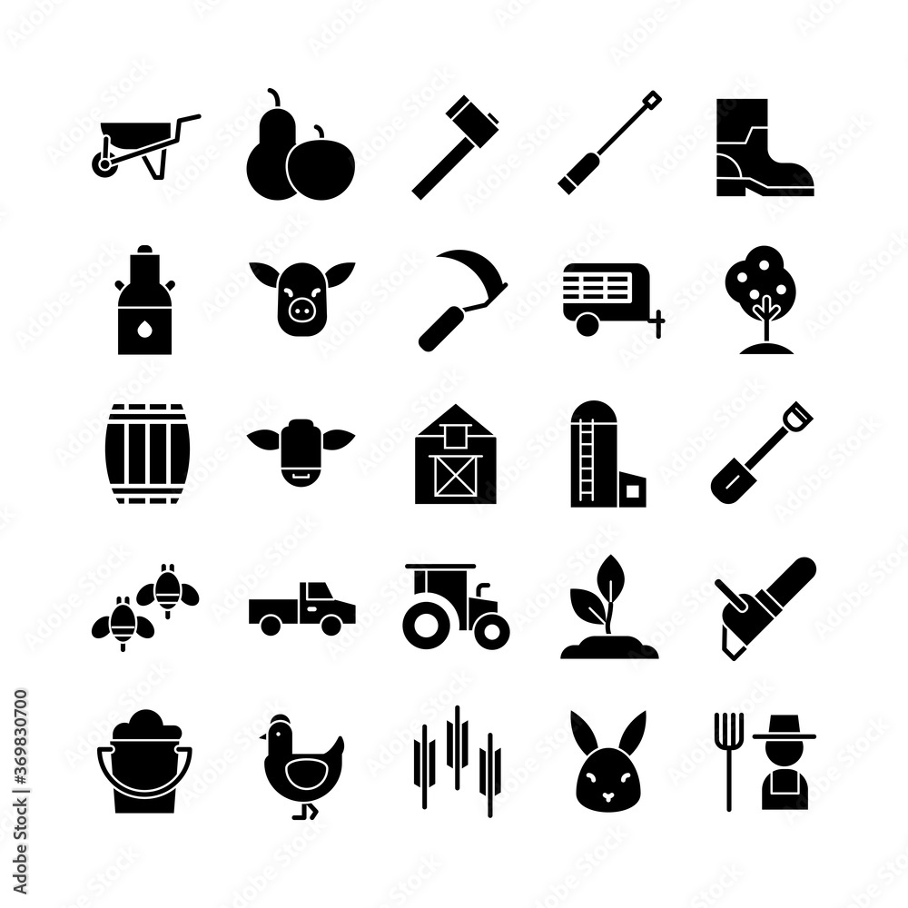 Farm icon set vector solid for website, mobile app, presentation ...