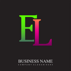 initial letter logo el colored pink and green, vector logo design template elements for your busines