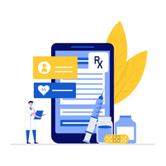 Poster - Doctor pharmacist vector illustration concept with characters. Modern flat style for landing page, mobile app, poster, flyer, template, web banner, infographics, hero images