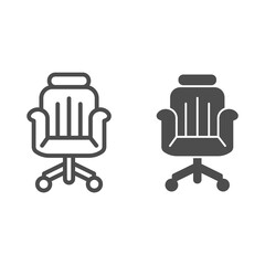 Poster - Office chair line and solid icon, Coworking concept, office armchair sign on white background, chair icon in outline style for mobile concept and web design. Vector graphics.