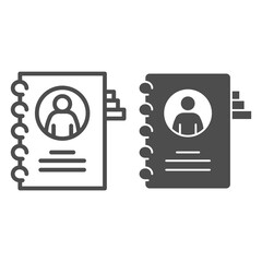 Poster - Employee questionnaire line and solid icon, Coworking concept, Career profile sign on white background, Employee file icon in outline style for mobile concept and web design. Vector graphics.
