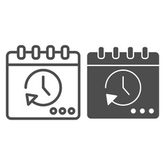 Poster - Calendar with stopwatch line and solid icon, Coworking concept, Task manager schedule sign on white background, Running calendar icon in outline style for mobile concept, web design. Vector graphics.