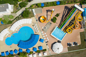 Wall Mural - Aerial view of water park on sunny day