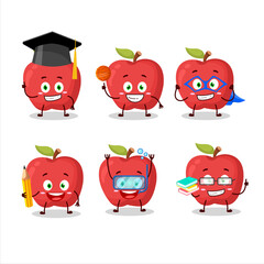 Canvas Print - School student of apple cartoon character with various expressions