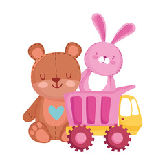 Poster - toys object for small kids to play cartoon bear rabbit and truck