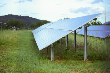 Canvas Print - solar panels park in the morning