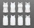 Realistic white women's tank top mockup set from front and back view