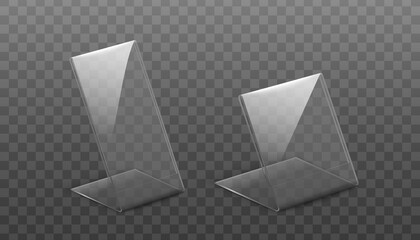 Long and short glass card holder set from side view - realistic mockup