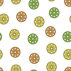 Wall Mural - Seamless pattern of slice citrus. Vector illustration on a white background.	
