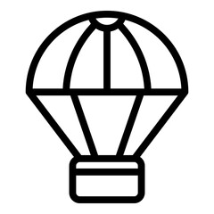 Poster - Delivery box parachute icon. Outline delivery box parachute vector icon for web design isolated on white background