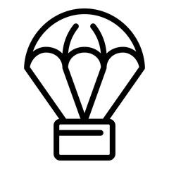 Poster - Delivery parcel parachute icon. Outline delivery parcel parachute vector icon for web design isolated on white background