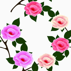 Wall Mural - Seamless floral pattern with roses.