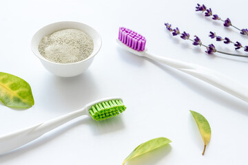 Herbal dental care - tooth powder with toothbrush