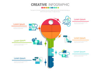 Wall Mural - creative business key info-graphics flat design for present business related information concept vector