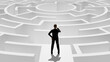© nonnie192 - 3D Rendering. 3D Businessman Standing in front of the maze. Success soncept.