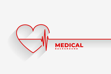 Wall Mural - red heart with heartbeat line medical background