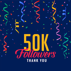 Poster - 50k social media followers celebration background with falling confetti