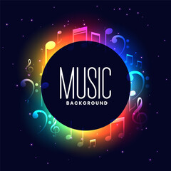 Poster - colorful musical festival background with music notes design