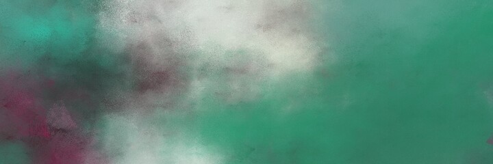 Poster - decorative abstract painting background texture with blue chill, sea green and silver colors and space for text or image. can be used as horizontal header or banner orientation