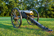 Close up image  of a civil war era bronze Howitzer M1841 12 pounder field cannon located at the Monocacy Battlefield where union and confederate armies fought in 1864.