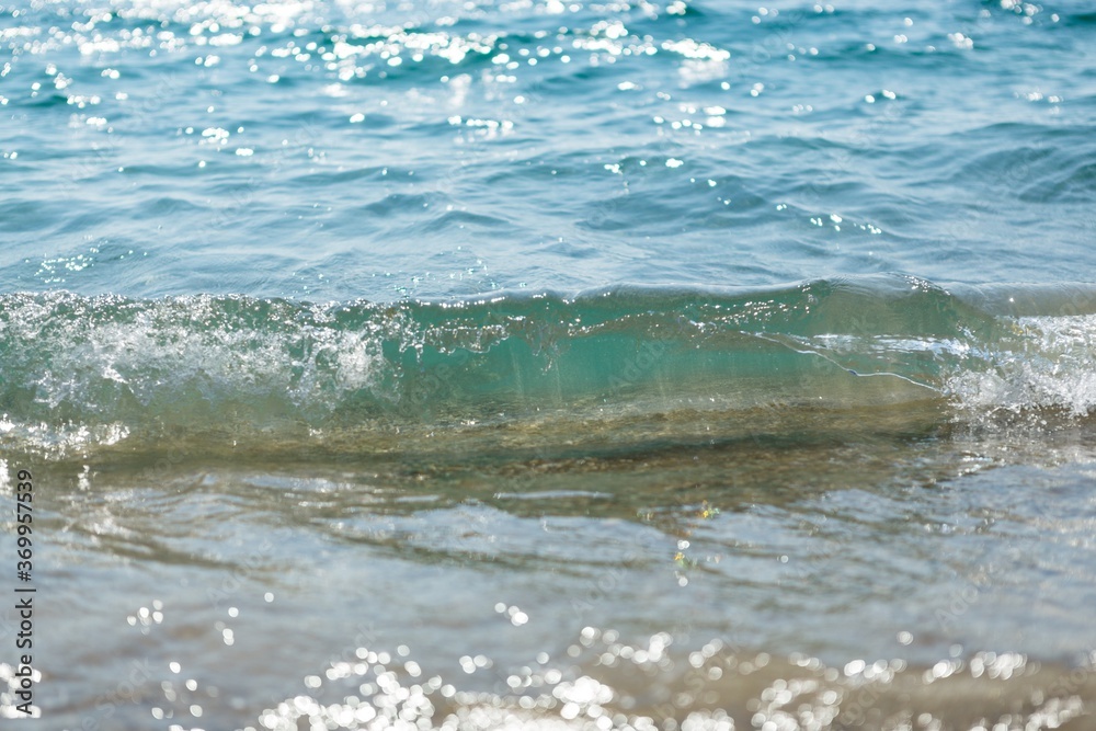 Wave of the Sea on a Beach - obrazy, fototapety, plakaty 