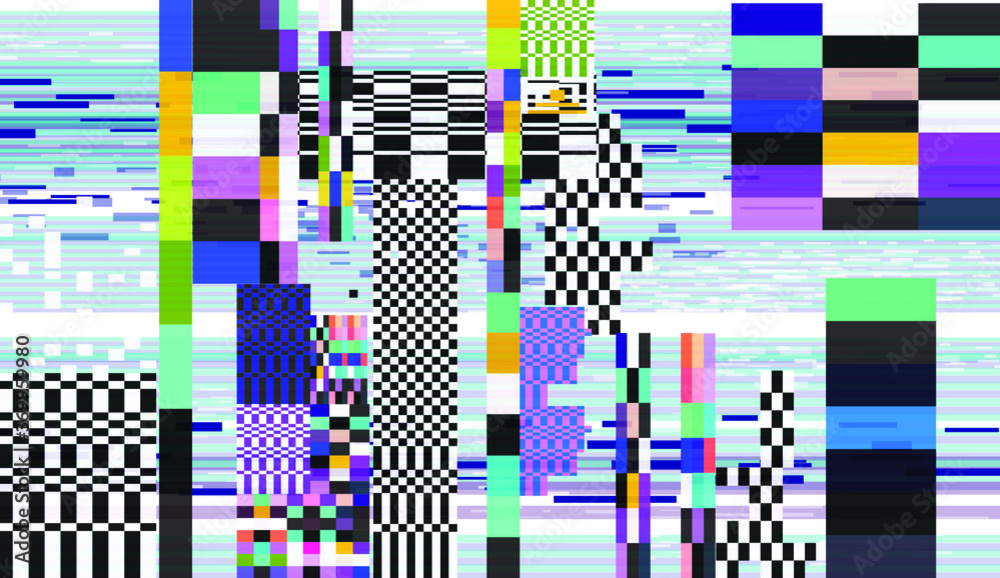 Retro VHS background with Glitch art effect. Vector illustration in ...