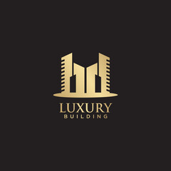 Sticker - Luxury building logo design with gold color