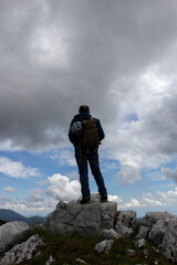 Wall Mural - hiker on the top of a mountain on Gallinola in Matese Park