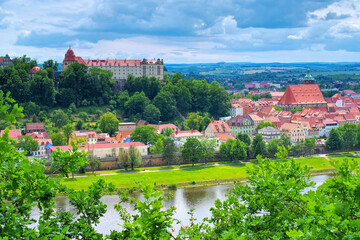 Sticker - Pirna, Stadtansicht über die Elbe - View over the River Elbe to the town Pirna, Saxony, Germany