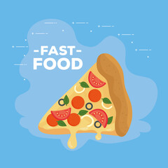 Poster - fast food poster, with slice of pizza vector illustration design