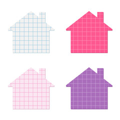 Wall Mural - House shapes cut out of squared graph paper