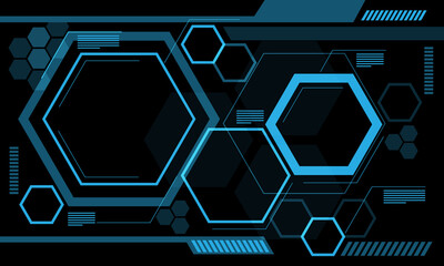 Abstract monitor blue line hexagon technology futuristic data on black design modern background vector illustration.