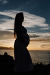 © Ruben Chase - Silhouette of a pregnant woman against an oceanic landscape