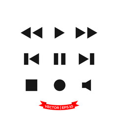 Fototapete - media player icon, player icon, symbol set, flat design best media player illustration